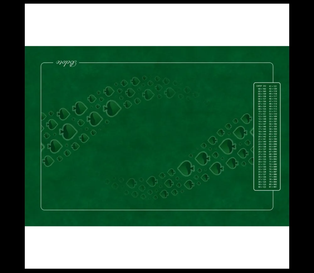 Tout Pour le Jeu Tapis de cartes Belote 40 x 60 cm grille point 4 joueurs vert