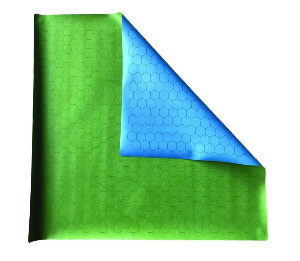 Tout Pour le Jeu Tapis de jeu recto bleu - verso vert battlemap hexagone effaçable plateau 66 x 60 cm