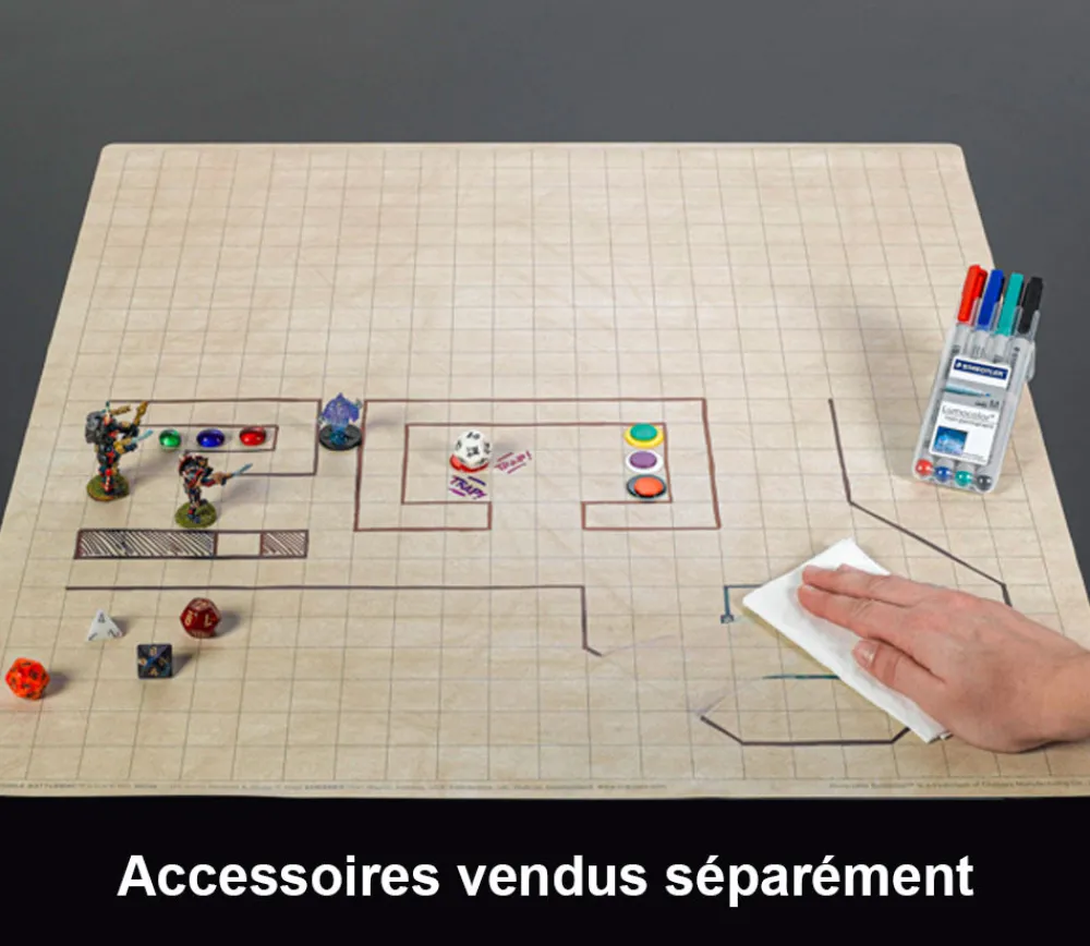Tout Pour le Jeu Tapis jeu recto-verso Sable Megamat carré et hexagone effaçable plateau 122 x 88 cm