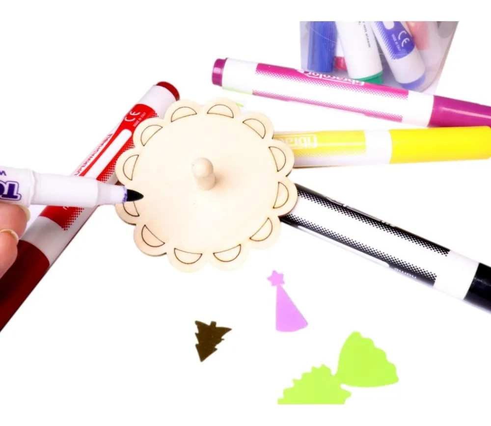 Tout Pour le Jeu Toupie en bois à colorier 7 cm