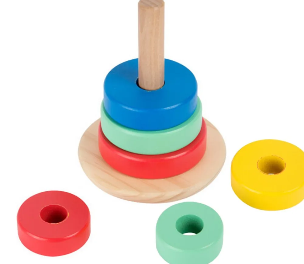 Tout Pour le Jeu Tour à empiler en bois avec anneaux