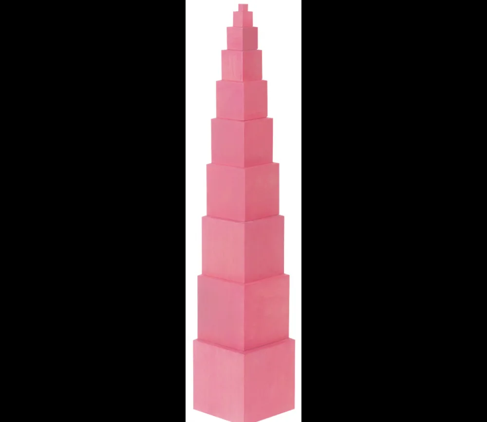 Tout Pour le Jeu Tour Rose Montessori - 10 cubes en bois