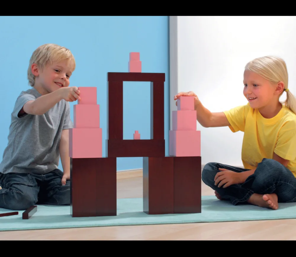 Tout Pour le Jeu Tour Rose Montessori - 10 cubes en bois