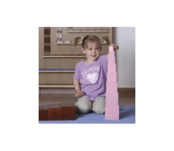 Tout Pour le Jeu Tour Rose Montessori - 10 cubes en bois