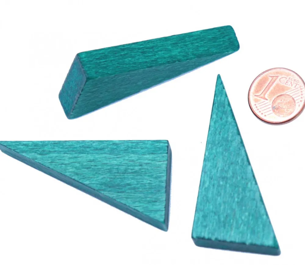 Tout Pour le Jeu Triangle rectangle en bois vert 46 x 24 mm de côté 8 mm épaisseur