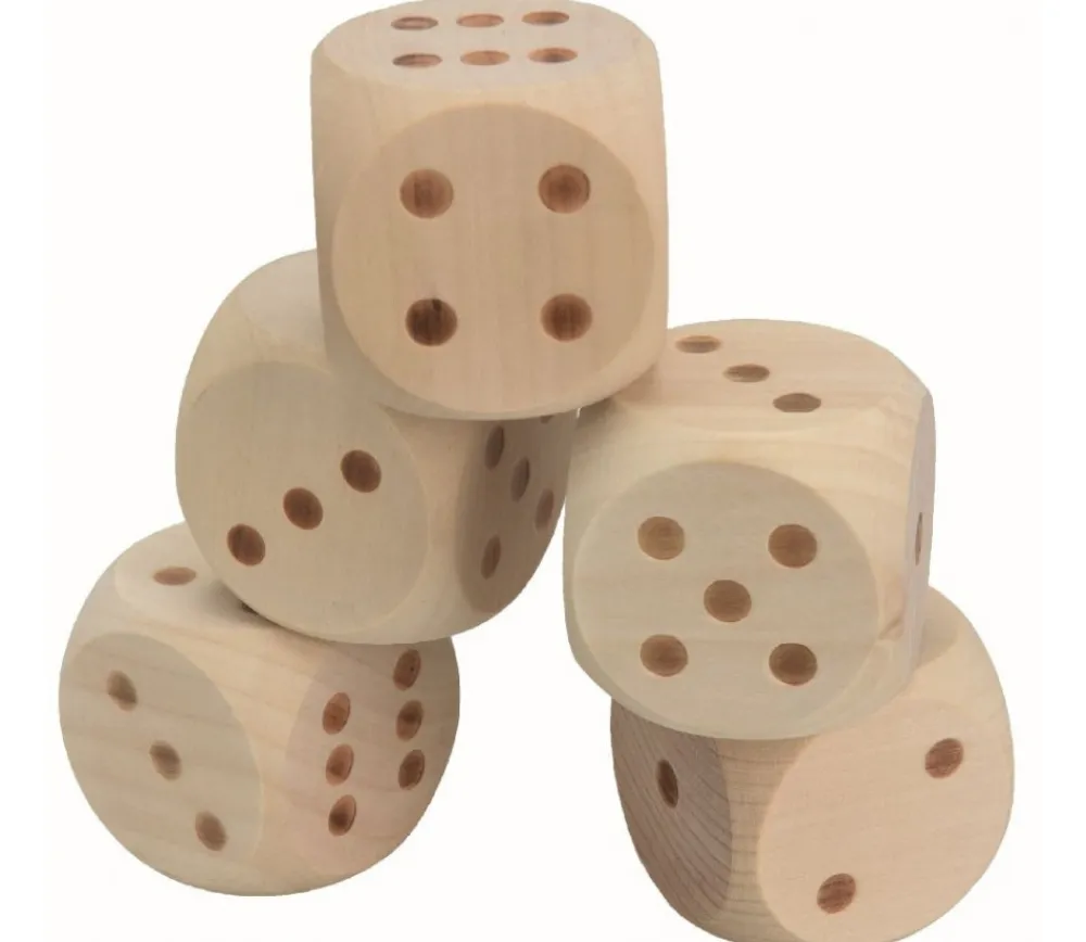 Tout Pour le Jeu YAMS GARDEN : 5 Dés géants en bois 55 mm